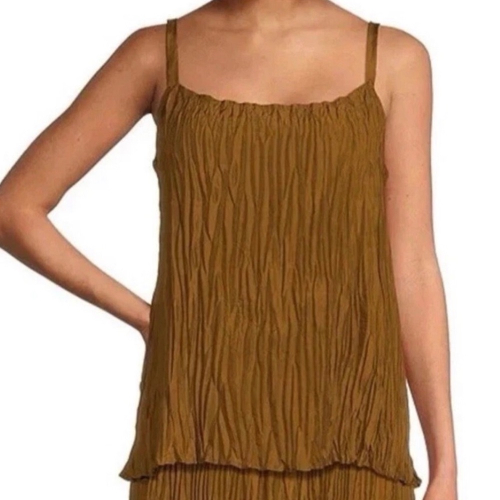 Eileen Fisher 100% Silk Pleated Camisole - Bronze - Plus Size 1X open to offers